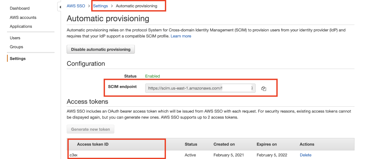 Automatic provisioning details